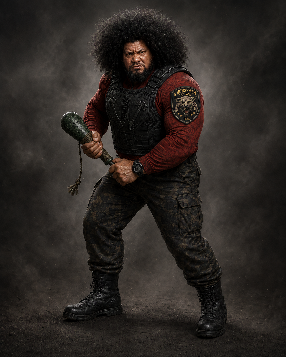 Rangatoa Aata holding his mere