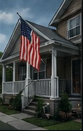 House with an American flag